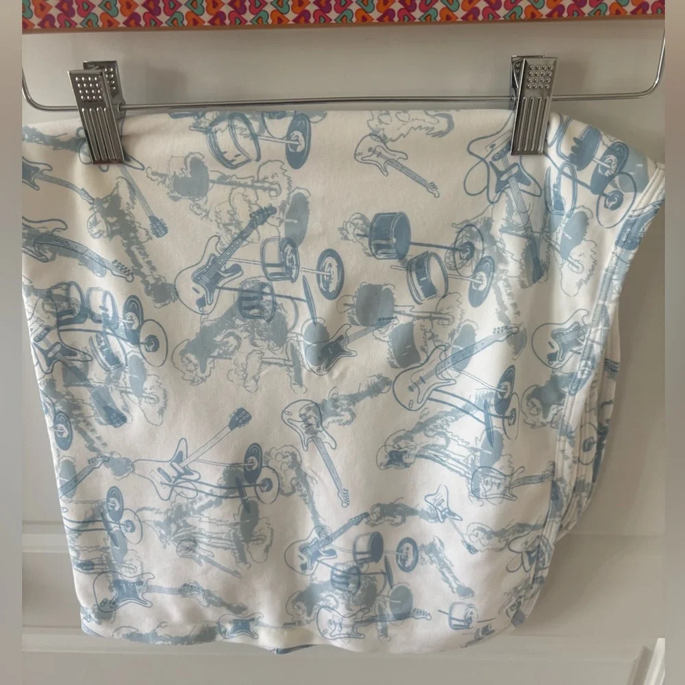 Kissy Kissy White One-Piece with Light Blue Music Print